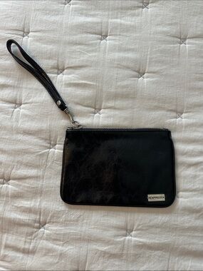 Express Black Leather-Look Wristlet Clutch